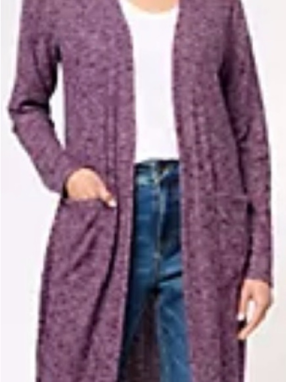 Free People Longline Open-Front Purple Cardigan